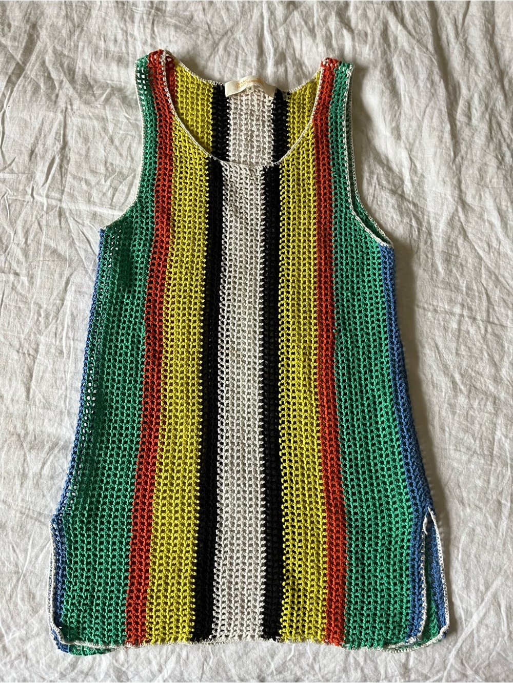 Diane Von Furstenberg Striped Crochet Mini Dress Coverup Sz XS - Picture 2 of 9